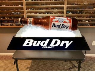 Vintage Budweiser Beer Bottle On Ice Bud Dry Billiards Pool Table Hanging Light