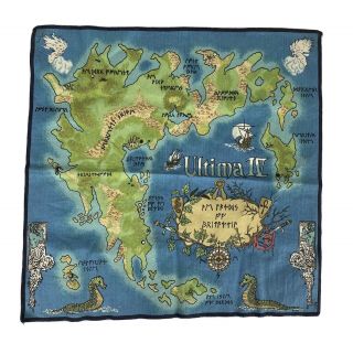 Ultima Iv Cloth Map 16” X 16” Replacement Computer Game Vintage 4 Four