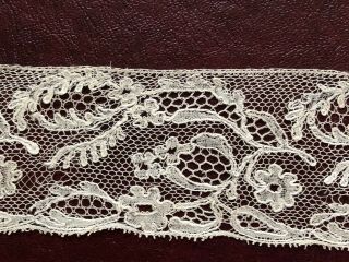 Elaborate Floral 19th C.  Point Ground Edging Length - Collector
