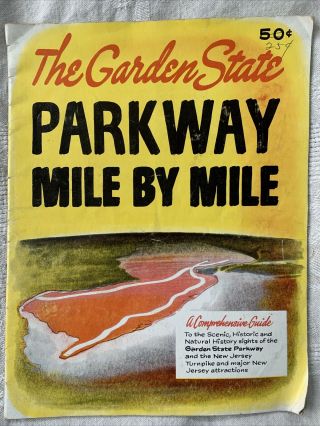 Vtg 1940s Travel Brochure Map Jersey Turnpike,  Garden State Parkway
