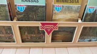Vintage Conoco Oil Co Map Rack with 16 Vintage Conoco Touraide Maps 2
