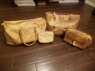Rare Vintage 5 Piece Travel Set World Map 90s Luggage Duffel Bags
