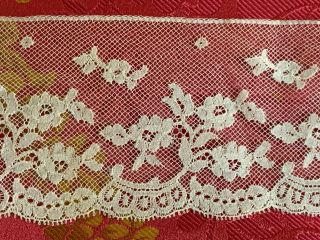 French Antique Needle Lace Edging With Floral Design 150cm By 6.  5cm