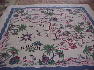 Vintage Florida Map Table Cloth