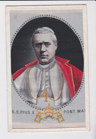 Stevengraph Silk Picture Postcard Neyret Freres Art Nouveau Pope Pius X