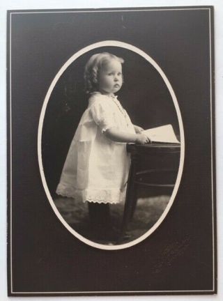 Antique Cabinet Card Photo,  Cute Young Child With Blonde Curls And Sweet Face