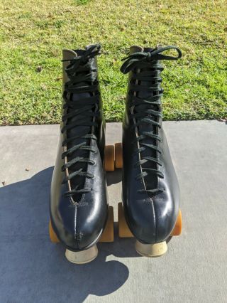 Vintage Riedell Black Leather Roller Skates Sure - Grip X 7.  Size - 11 D