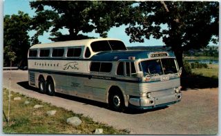 Vintage Greyhound Bus Lines Advertising Postcard " Scenicruiser " Chrome C1960s