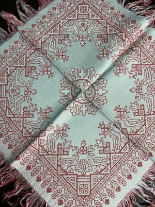 Rare Antique 19th C.  Turkey Red Damask Linen Flax Napkins Set Of 6 - Gorgeous