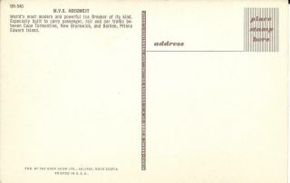 M.  V.  Abegweit,  Ice - breaking Ferry connecting NB & PEI Canada,  vintage postcard 2