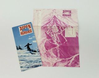 1970s Aspen Highlands Ski Area Vintage Brochure & Pocket Trail Map - Colorado
