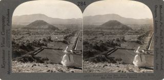 Mexico Pyramid of the Sun from the Pyramid of the Moon.  Stereoview Photo 2