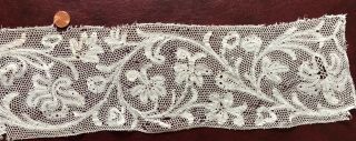 Classic 18th C.  Milanese Bobbin Lace Wide Border Length Fancy Cloth Work