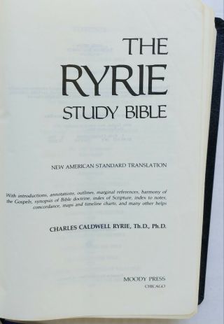 Vtg leather MOODY Ryrie Study Bible American Edition Red Letter 1978 indexed 3