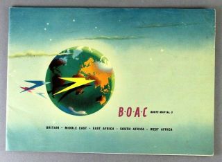 Boac Vintage Airline Route Map No.  3 Middle East & East South West Africa 1954