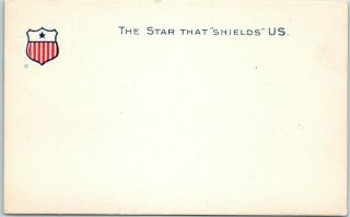 Vintage 1910s Wwi Patriotic Postcard " The Star That Shields Us "