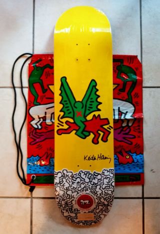 Vintage Keith Haring Skateboard And Alien Shop Bag - Rare And