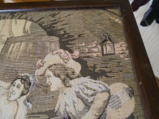 Antique Woven Tapestry Fabric Framed Picture
