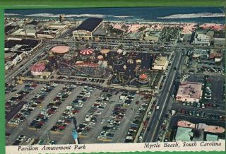 Vintage South Carolina Sc Postcard Pavilion Amusement Park Myrtle Beach Aerial