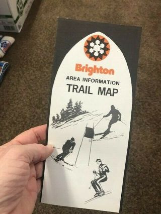 Vintage 1975 - 76 Brighton Utah Ski Area Resort Trail Map Skiing Pamphlet Brochure