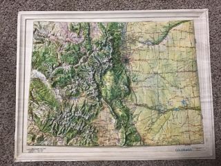 Vintage Kistler Graphics 3d Map Of Colorado 1967