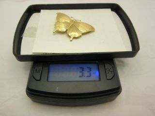 Vtg 14k Yellow Gold Butterfly Pin Brooch Shield Mark On Back Textured 3.  3 Dwt J