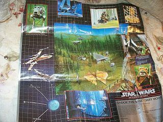 Vintage Star Wars Poster/ Map??? Endor Planet - Found Folded - Colorful - L@@k