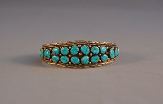 Vintage Navajo Silver Turquoise Nugget Bracelet - Irene Chiquito - 6 1/2 "