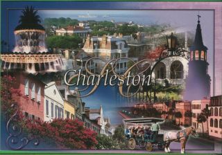 Vintage South Carolina Sc Postcard Points Of Interest Collage Charleston