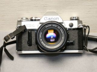 Vintage Canon AE - 1 35mm SLR Film Camera w 50mm 1.  8 lens & 2x teleconverter 3
