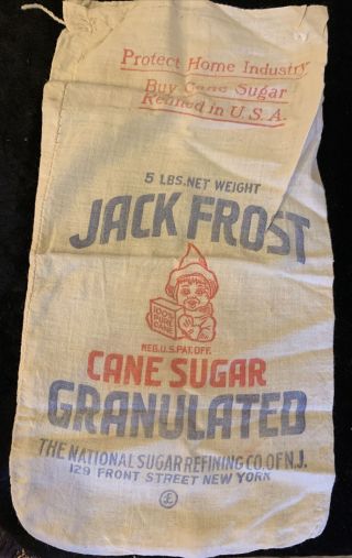 C.  1930’s Jack Frost Sugar 5 Lb Empty Sack Packaging Bag