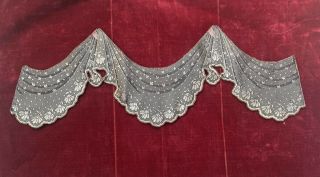 Stunning Vintage Antique French Silk Brocade Collar,  Beaded Edging