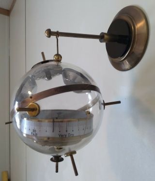 Vintage Mid Century Modern Atomic Age Sputnik Hanging Weather Station Barometer