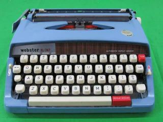 Brother Webster Xl - 747 Portable Blue Typewriter With Case.  Vintage.  Cleaned
