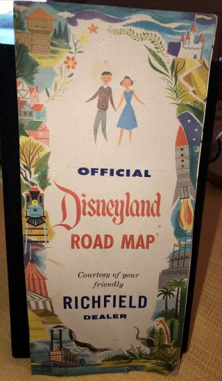 Vintage 1955 Disneyland Road Map By Richfield Dealer Guide Brochure Buy It Now