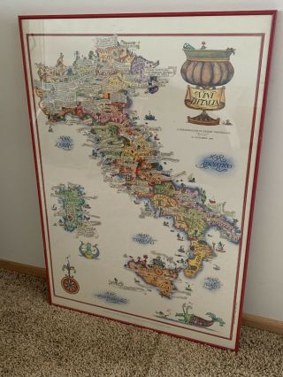 Vini Ditalia 1976 Wine Map Poster Vintage Italy