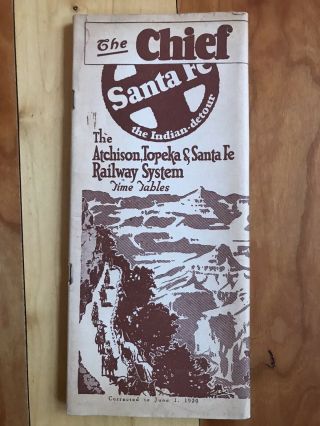 Vintage 1930 Santa Fe Railroad Rr System Timetable 63 Pages Booklet Maps Trains