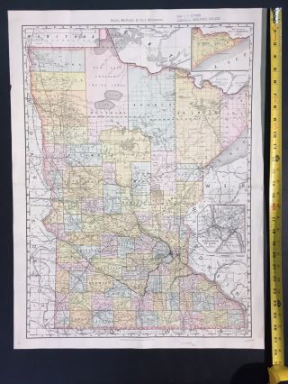 Large Vintage 1889 Map Of Minnesota (21 " X 28 ")