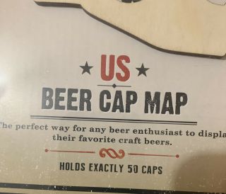 USA Beer Cap Map Birch Wood Berkshire Vintage Holds 50 Bottle Caps 2