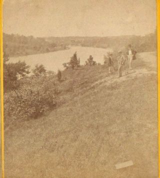 Men Standing On Bluff,  White Mountains.  H.  Ropes & Co.  Stereoview Photo