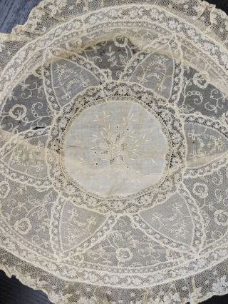 Antique Lace Edwardian Pillow Sham Cover Round French Style