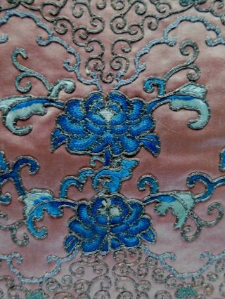 ANTIQUE CHINESE SILK EMBROIDERED PANEL,  FORBIDDEN STITCH (LIBERTY FRAMING?) 3