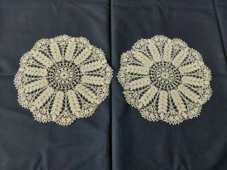 ANTIQUE Lovely Vintage Fine French Lace DOILIES Handmade Beige 3