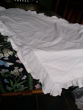 50 L X 15 1/2 W Frill Edged Antique Vintage White Bolster Pillow Case