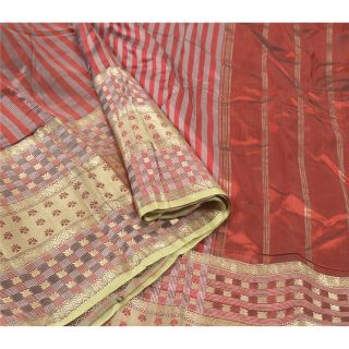 Sanskriti Vintage Sarees Pure Silk Woven Brocade Zari Sari Premium Craft Fabric