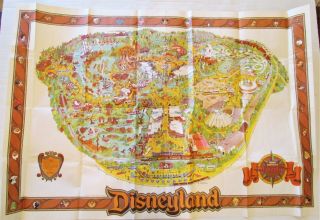 1984 Vintage Walt Disney Disneyland Park Map Poster 30 " X 44 "