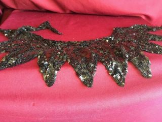 Collar,  Dress Trim,  Black Sequin On Netting.  Vintage And.