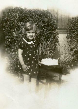 Pp346 Vtg Photo Little Girl With Birthday Cake