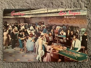 Vintage 1971 Postcard Of Greeting From Las Vegas,  Nevada Featuring Gambling