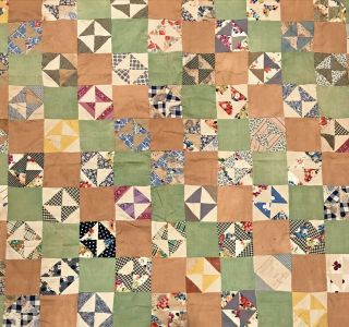 Handmade Vintage Patchwork Bow Tie Quilt Top Feed Sack Fabrics Cutter 66 " X 78 "